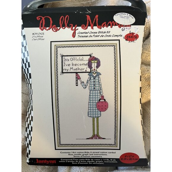 Janlynn Dolly Mamas IT'S OFFICIAL I've Become My Mother Mom Cross Stitch‎ Kit - Picture 1 of 3